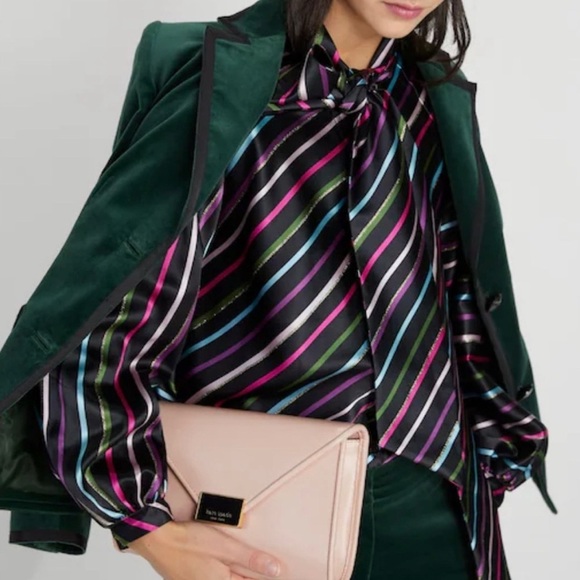 NWT Kate Spade New York Anna Medium Leather Envelope Clutch Crossbody Mochi Pink - Picture 5 of 10